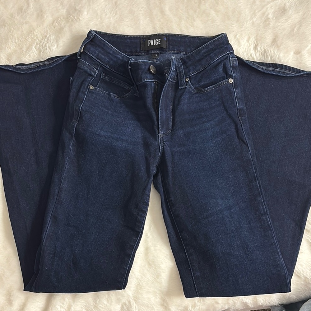 PAIGE Blue Flare Wide Leg Jeans